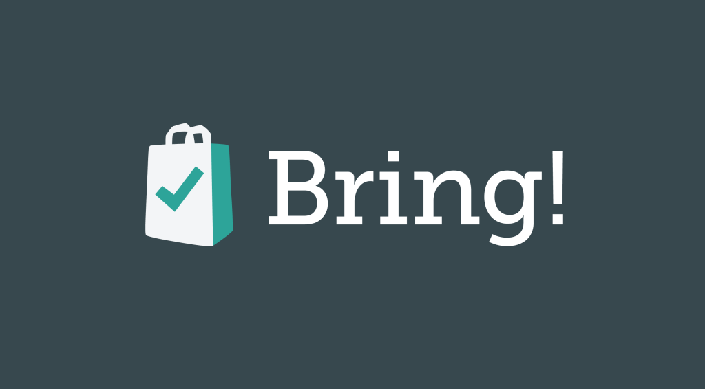 Logo de la aplicación Bring!, que representa una bolsa de compras con un símbolo de verificación.