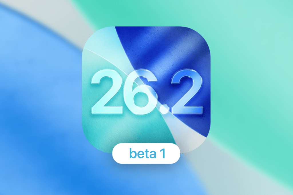 Icono de iOS 26.2 beta 1 con fondo de colores suaves en verde y azul.