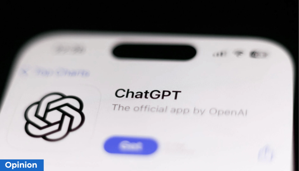 Logotipo de la aplicación ChatGPT en una pantalla de teléfono móvil.