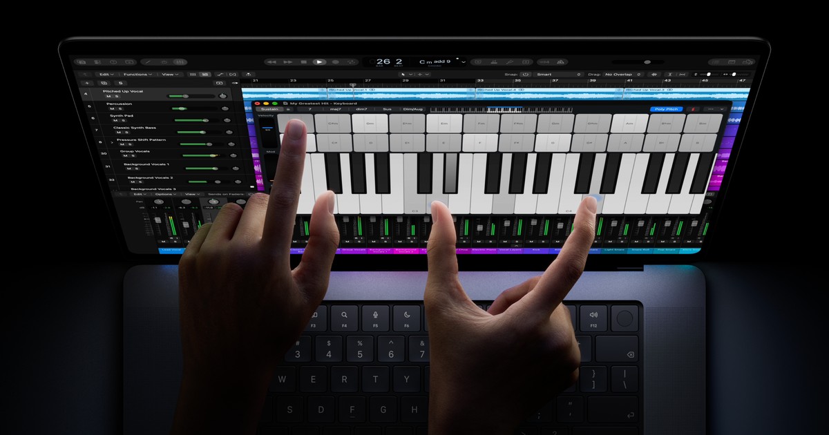 Nuevo MacBook Pro con pantalla PROLED XDR táctil, imagen oficial de Apple
